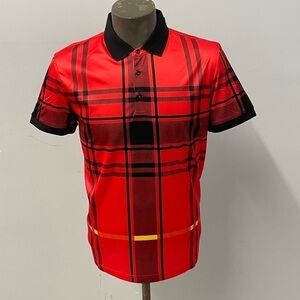 Barocco polo shirt red plaid modern fit